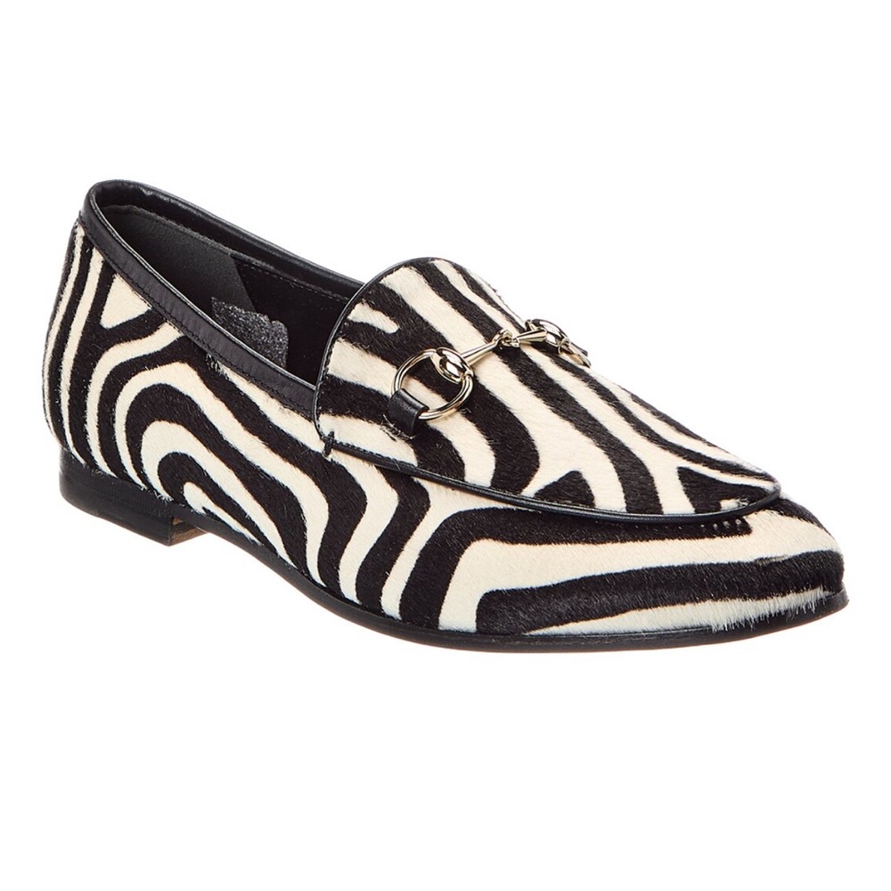 Gucci Black and White Zebra Print Jordaan Loafer